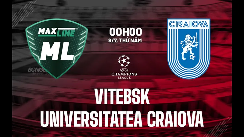 Cầu thủ Vitebsk và Univ Craiova tranh chấp bóng trước khung thành Cầu thủ Vitebsk và Univ Craiova tranh chấp bóng trước khung thành